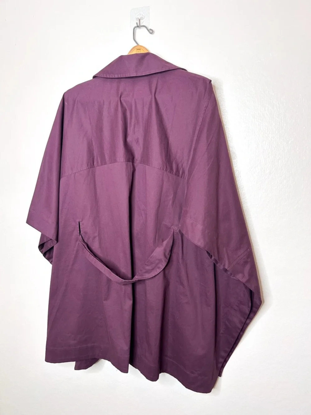 NWT Ann Taylor Womens Contemporary Trench Poncho Jacket Purple M/L - Picture 9 of 9